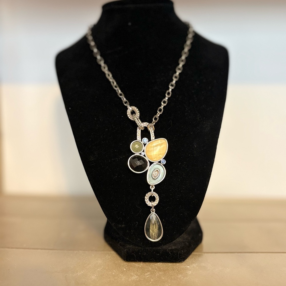Elegant Lia Sophia Multi-Stone Pendant Necklace